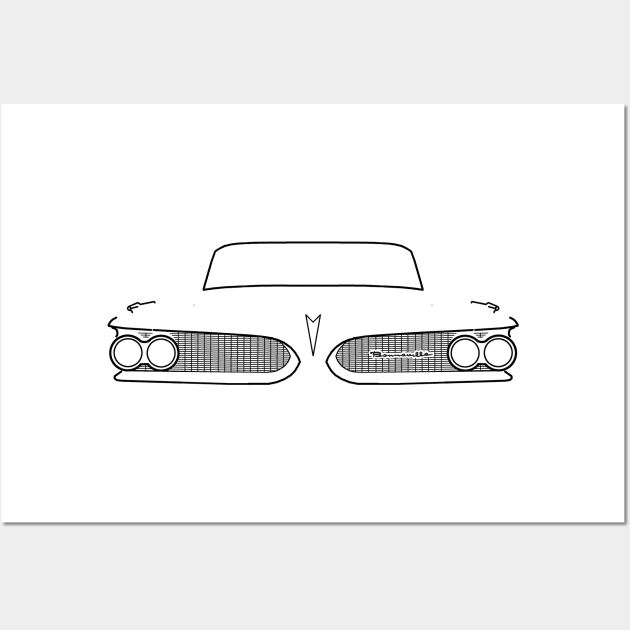 Pontiac Bonneville 1959 classic car black outline graphic Wall Art by soitwouldseem